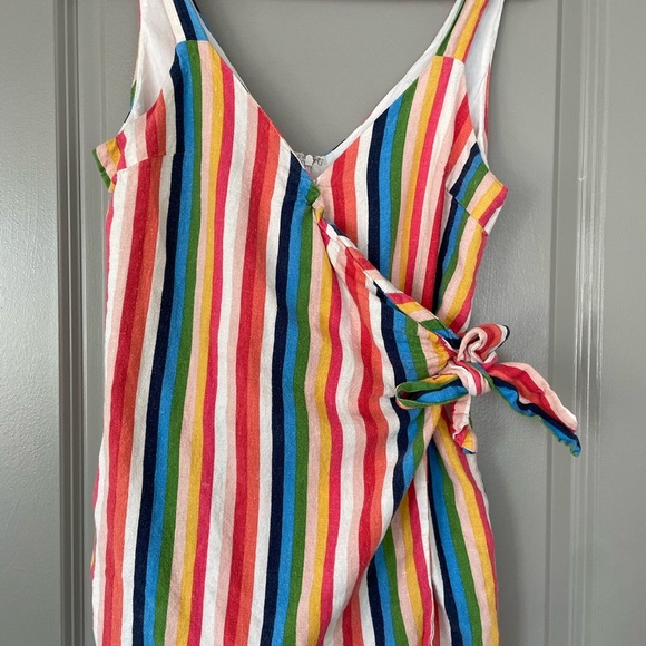 Le Lis Rainbow Linen Striped Romper size Large - Picture 6 of 8